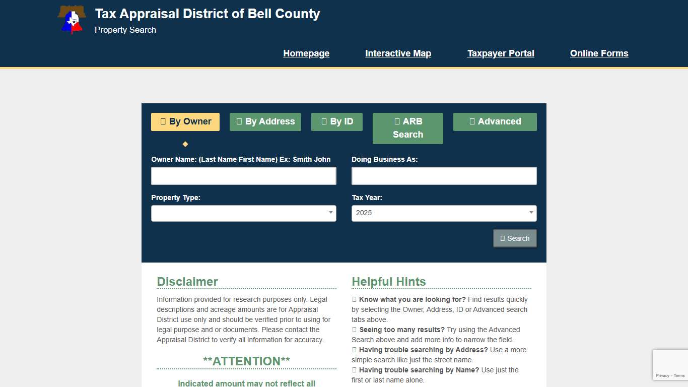 Tax Appraisal District of Bell County Property Search