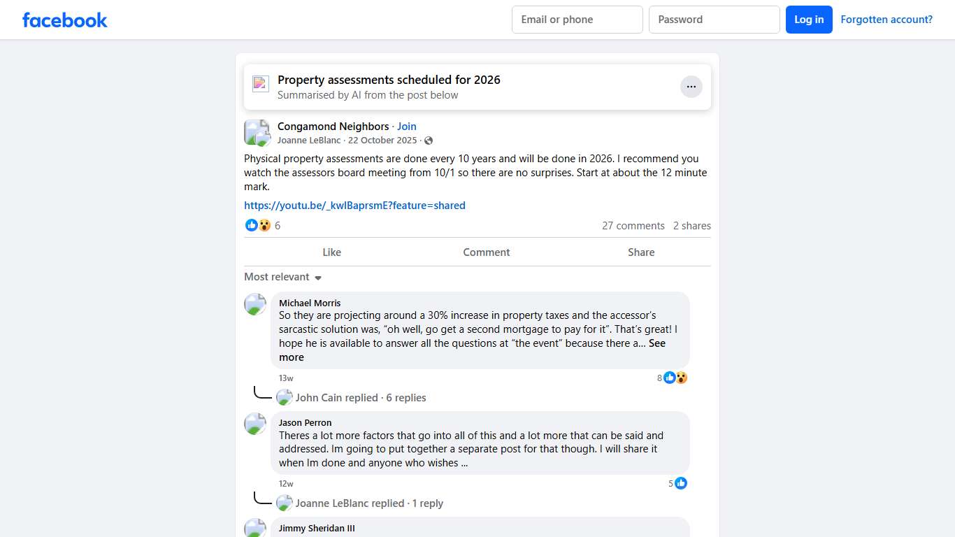 Congamond Neighbors | Physical property assessments are done every 10 years and will be done in 2026 | Facebook
